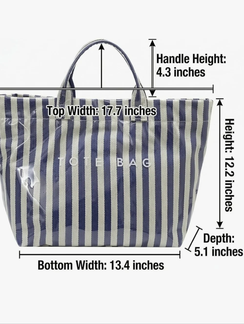 Striped Black & White Tote Bag - Picture 5 of 7